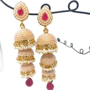 Indian pearl stone multi earrings